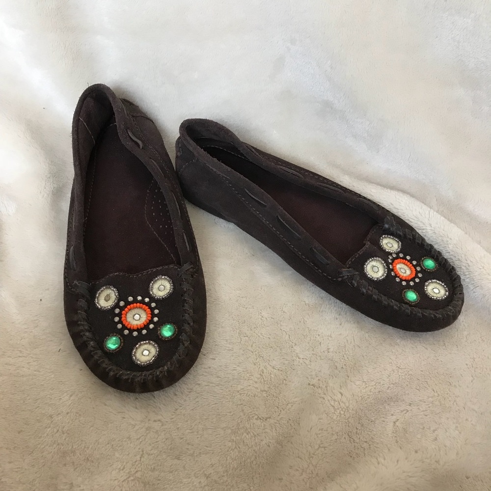 Gap! Brown Moccasins with gems